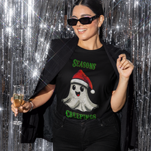 Load image into Gallery viewer, Holiday Christmas Spirit Ghost Black Tee Shirt
