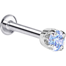 将图片加载到图库查看器，16G Solid 14K White Gold 3mm Plexi Blue Cubic Zirconia Tragus Earring Stud
