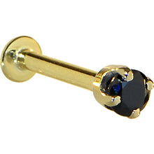 Load image into Gallery viewer, 16G Solid 14K Yellow Gold 3mm Black Cubic Zirconia Tragus Earring Stud
