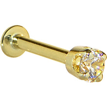 Load image into Gallery viewer, 16G Solid 14K Yellow Gold 3mm Champagne Cubic Zirconia Tragus Earring Stud
