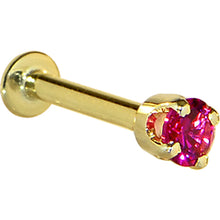 将图片加载到图库查看器，16G Solid 14K Yellow Gold 3mm Red Cubic Zirconia Tragus Earring Stud
