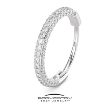 Load image into Gallery viewer, 20G Implant Grade Titanium Triple Sided Micro Gem Hinged Nose Hoop
