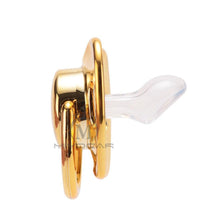 Load image into Gallery viewer, Luxury Modern Diamond Pacifier and Chain Gold Set With Initials Letter White Elegant A Beautiful Pacifier and Pacifier lip
