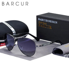 将图片加载到图库查看器，BARCUR Polarized Pilot Sunglasses for Men – Stylish Anti Blue Light UV400 Protection Gradient Mirror Lens Stainless Steel Trendy Frame – Fashion Aviator Sun Glasses for Men Ideal for Driving Travel Summer &amp; Outdoor Activities
