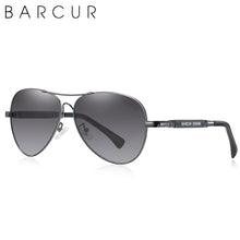 将图片加载到图库查看器，BARCUR Polarized Pilot Sunglasses for Men – Stylish Anti Blue Light UV400 Protection Gradient Mirror Lens Stainless Steel Trendy Frame – Fashion Aviator Sun Glasses for Men Ideal for Driving Travel Summer &amp; Outdoor Activities
