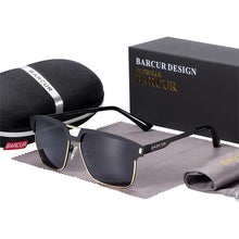 Load image into Gallery viewer, BARCUR Polarized Men’s Sunglasses – Fashionable Square Stainless Steel Frame UV400 Protection Anti-Reflective Outdoor Sports &amp; Driving Eyewear – Original Design Casual Style with Premium Polycarbonate Lenses
