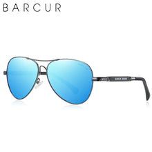 将图片加载到图库查看器，BARCUR Polarized Pilot Sunglasses for Men – Stylish Anti Blue Light UV400 Protection Gradient Mirror Lens Stainless Steel Trendy Frame – Fashion Aviator Sun Glasses for Men Ideal for Driving Travel Summer &amp; Outdoor Activities
