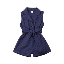 Load image into Gallery viewer, Baby Girls Clothes Sleeveless Turn-down Collar One-Pieces Romper Solid Color Girls Jumpsuit Dress for Girls
