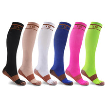将图片加载到图库查看器，6-Pairs: Unisex Copper-Infused Knee High Compression Socks
