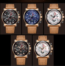 将图片加载到图库查看器，Men's Waterproof Modern Watch With Leather Belts, Stainless Steel Case Excellent Look Perfect Gift
