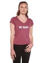 Load image into Gallery viewer, Be Kind Printed Women's Bamboo Viscose/Cotton V-Neck Cap Sleeve T-Shirt
