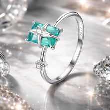 Load image into Gallery viewer, 925 Sterling Silver 1.40mm Width CZ &amp; Glass Ring Size 6 for Women
