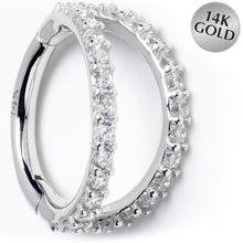 将图片加载到图库查看器，16G 5/16 Solid 14K White Gold Clear CZ Gem Hinged Segment Ring
