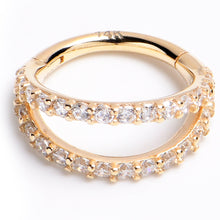Load image into Gallery viewer, 16G 5/16 Solid 14K Yellow Gold Clear CZ Gem Hinged Segment Ring
