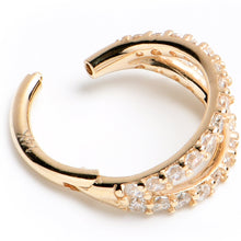 Load image into Gallery viewer, 16G 5/16 Solid 14K Yellow Gold Clear CZ Gem Hinged Segment Ring
