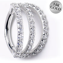 将图片加载到图库查看器，16G 5/16 Solid 14K White Gold Clear CZ Gem Row Hinged Segment Ring
