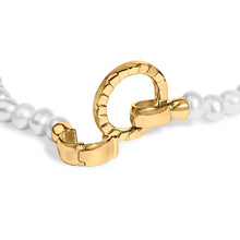 Load image into Gallery viewer, 18K Yellow Gold Vermeil Pearl Infinity Lock Tennis Bracelet
