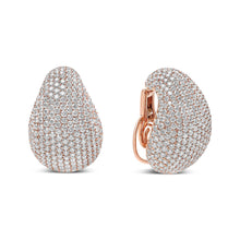 将图片加载到图库查看器，18K Rose Gold 13 1/5 Cttw Micro-Pave Diamond Sculptural Design Statement Omega Back Earrings (G-H Color, SI1-SI2 Clarity)
