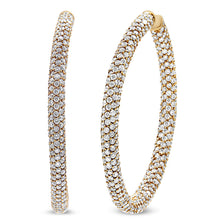 将图片加载到图库查看器，18K Rose Gold 6.90 Cttw Pave Set Diamond Inside Out Eternity Hoop Earrings (F-G Color, VS1-VS2 Clarity)
