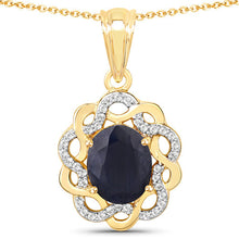 Load image into Gallery viewer, 3.43 Carat Genuine Blue Sapphire and White Topaz .925 Sterling Silver Pendant
