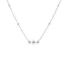 Load image into Gallery viewer, 10K White Gold Bezel Set Princess Diamond 3 Stone Kite Shape and Station Necklace (H-I Color, SI2-I1 Clarity) - 18" Inches
