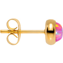 Load image into Gallery viewer, Pink Synthetic Opal Gold IP 316L Surgical Steel Stud Earrings

