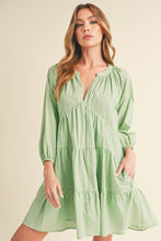 Load image into Gallery viewer, Notched Balloon Sleeve Tiered Mini Summer Dress For Women, A Chic &amp; Trendy Statement and Comfortable Piece
