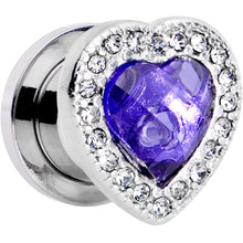 Load image into Gallery viewer, Clear Purple Gem Hug Your Heart Screw Fit Plug Set 6mm to 22mm
