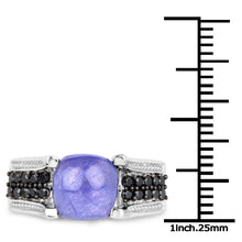 Load image into Gallery viewer, 3.20 Carat Genuine Tanzanite and Black Spinel .925 Sterling Silver Ring
