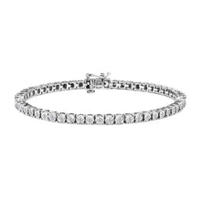 Load image into Gallery viewer, .925 Sterling Silver 1.0 Cttw Miracle-Set Diamond Round Faceted Bezel Tennis Bracelet (I-J Color, I3 Clarity) - 7"
