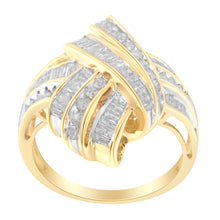 将图片加载到图库查看器，10K Yellow Gold Diamond Bypass Cocktail Ring (1 1/5 Cttw, I-J Color, I2-I3 Clarity) - Size 8
