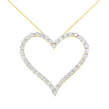 Load image into Gallery viewer, 10k Yellow Gold Plated .925 Sterling Silver 3.0 cttw Round-Cut Diamond Open Heart Pendant Necklace (J-K Color, I1-I2 Clarity) - 18"
