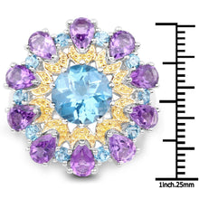 Load image into Gallery viewer, 8.86 Carat Genuine London Blue Topaz and Amethyst .925 Sterling Silver Ring
