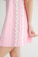 将图片加载到图库查看器，Linen Mix Side Ric Rac A-Line Mini Dress for Women – Casual Mini Dress, Summer Dress, A-Line Dress, Chic Peasant Dress, Vacation Dress, Flattering Fit Dress
