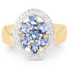 Load image into Gallery viewer, 14K Yellow Gold Plated 1.19 Carat Genuine Tanzanite .925 Sterling Silver Ring
