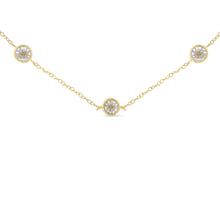 将图片加载到图库查看器，Yellow Color Plated Sterling Silver Diamond Station Necklace (1/2 cttw, K-L Color, I2-I3 Clarity)
