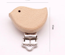 将图片加载到图库查看器，Modern Wood Naural Nipple Chain Accessories BPA Free Cute Modelling Beech Pacifier Clip Small Elephant Heart-shaped Holder for Pacifier
