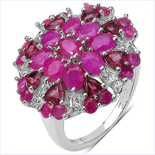 将图片加载到图库查看器，3.90 Carat Genuine Ruby &amp; Rhodolite .925 Sterling Silver Ring
