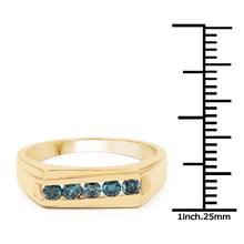 Load image into Gallery viewer, 14K Yellow Gold Plated 0.35 Carat Genuine Blue Diamond .925 Sterling Silver Ring
