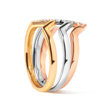 Load image into Gallery viewer, 14K Gold 1/4 Cttw Diamond Geometrical Chevron V Stackable Band Ring Set (G-H Color, SI1-SI2 Clarity) - Size 7
