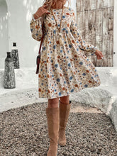 Load image into Gallery viewer, Tiered Floral Round Neck Long Sleeve Dress Elegant Summer Lightweight Breathable Dress
