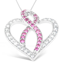 Load image into Gallery viewer, 14K White Gold 1ct. TGW Diamond And Pink Sapphire Gemstone Pendant Necklace (G-H, SI2-I1)
