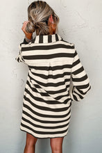 Load image into Gallery viewer, Classic Contrast Black Striped Collar Long Sleeve Mini Dress Stylish &amp; Trendy Casual Dress for Women
