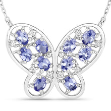 Load image into Gallery viewer, 1.86 Carat Genuine Tanzanite and White Zircon .925 Sterling Silver Necklace
