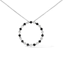Load image into Gallery viewer, .925 Sterling Silver 1 3/4 Cttw Alternating Black and White Diamond Open Circle Hoop Pendant Necklace (H-I Color, I2-I3 Clarity) - 18" Inches
