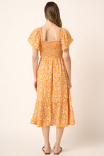 Load image into Gallery viewer, New Summer Flower Print Flutter Sleeve Smocked Midi Dress For Women – Fluttering, Trendy, Romantic and Feminine Style
