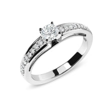 将图片加载到图库查看器，14K White Gold 1/2 Cttw Diamond Solitaire Pave Set Engagement Ring (G-H Color, VS2-SI1 Clarity) - Size 7
