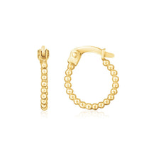 将图片加载到图库查看器，14K Yellow Gold Bead Hinged Hoop Earrings
