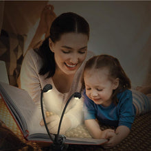 将图片加载到图库查看器，Super Adjustable Goosenecks Clip LED Lamp For Book Reading With Stand And Double Ligh  Rechargeable 12 LED Warm Book Light, Clip On Bed Reading Light, Music Stand Lamp, 2 Brightness &amp; 2 Goosenecks Light Up 2 Full Pages. Perfect For Bookworms, Kids &amp; Music
