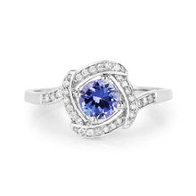 Load image into Gallery viewer, 0.55 Carat Genuine Tanzanite and White Diamond 14K White Gold Ring
